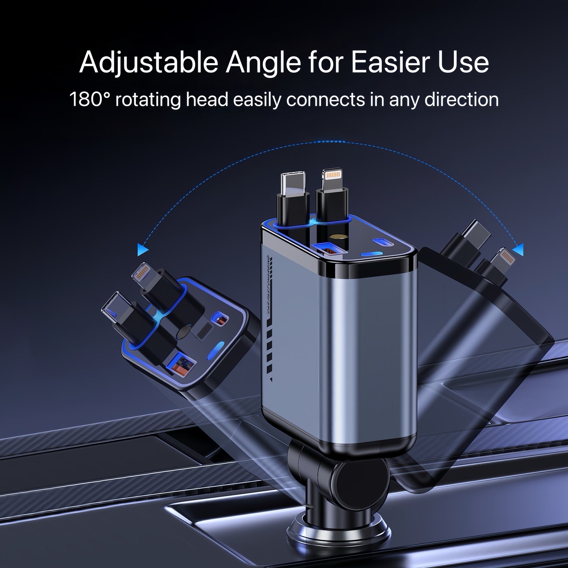 120W Retractable Car Charger with USB Port – Super Fast Charging Cigarette Lighter Adapter