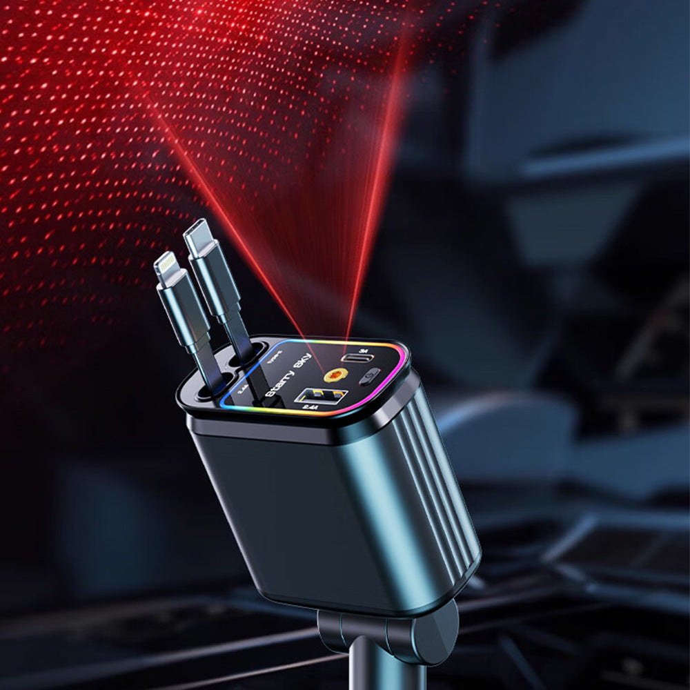 120W Retractable Car Charger with USB Port – Super Fast Charging Cigarette Lighter Adapter